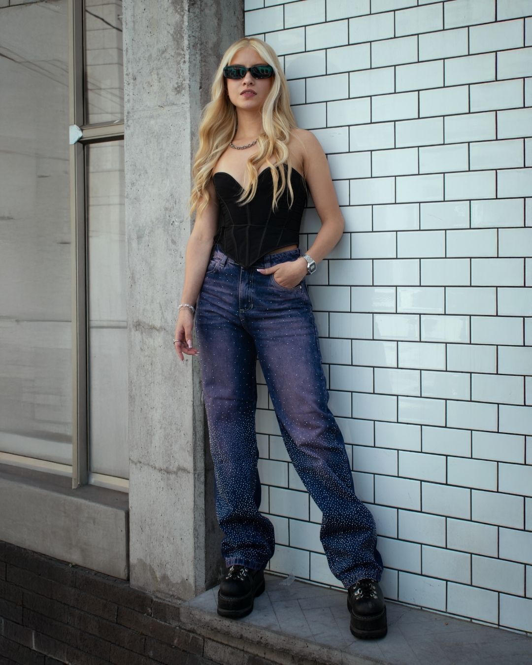 Wide Leg Morado Brillos